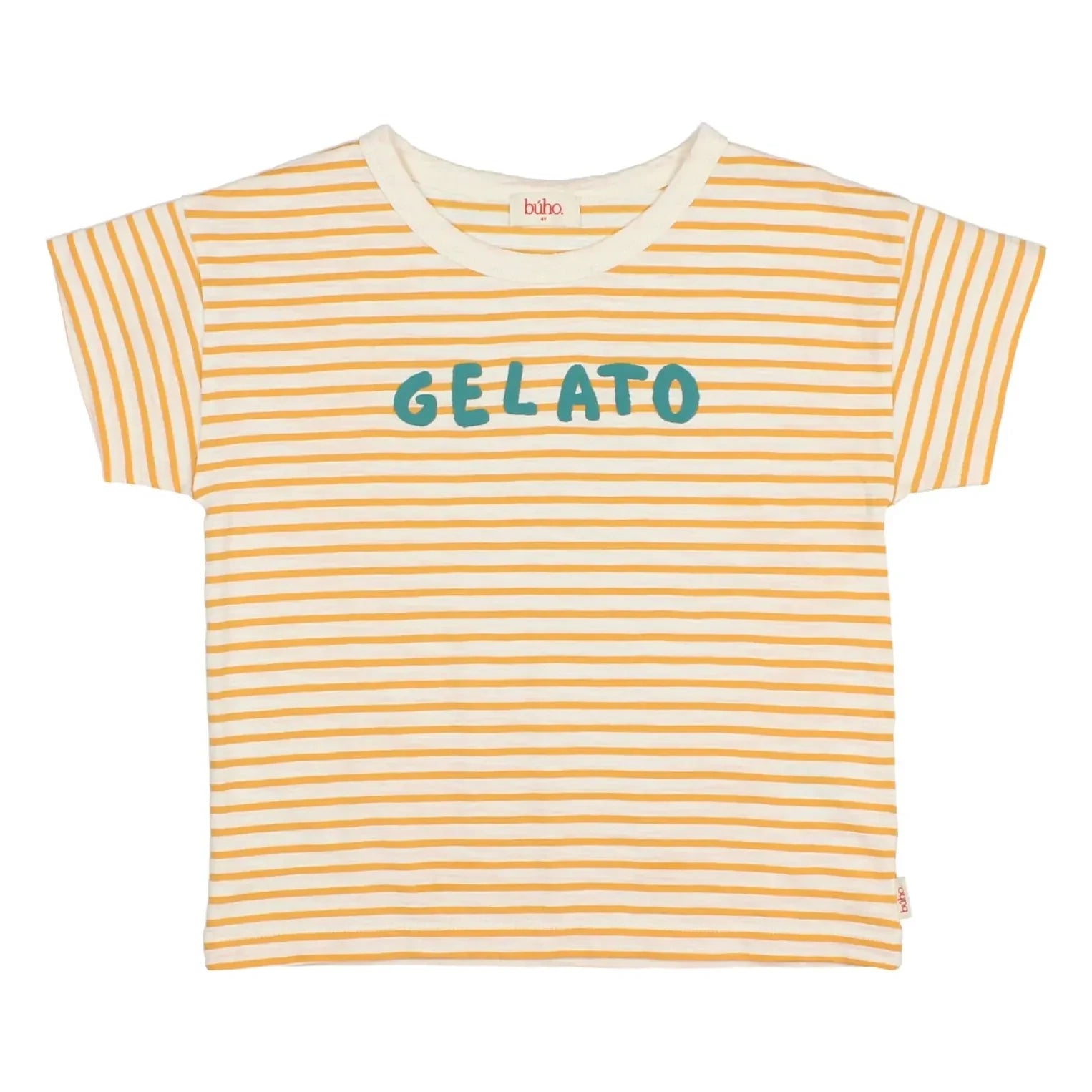 Búho – Gestreiftes Gelato Bio-Baumwoll-T-Shirt | Gelb