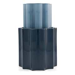 The Socialite Family - Duetto Vase aus Glas und Keramik | Blau
