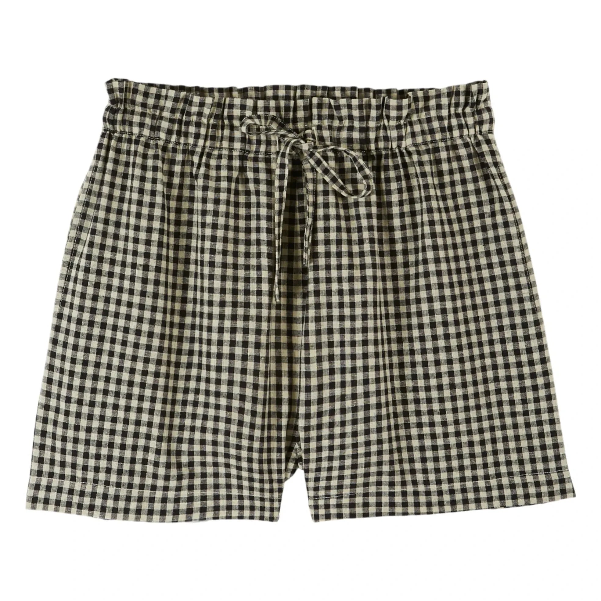 Emile et Ida - Schwarze Gingham-Shorts aus Baumwolle