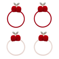 Mimi & Lula - 4er-Set Kirsche Pompon Haargummis | Rot