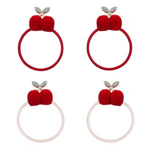 Mimi & Lula - 4er-Set Kirsche Pompon Haargummis | Rot