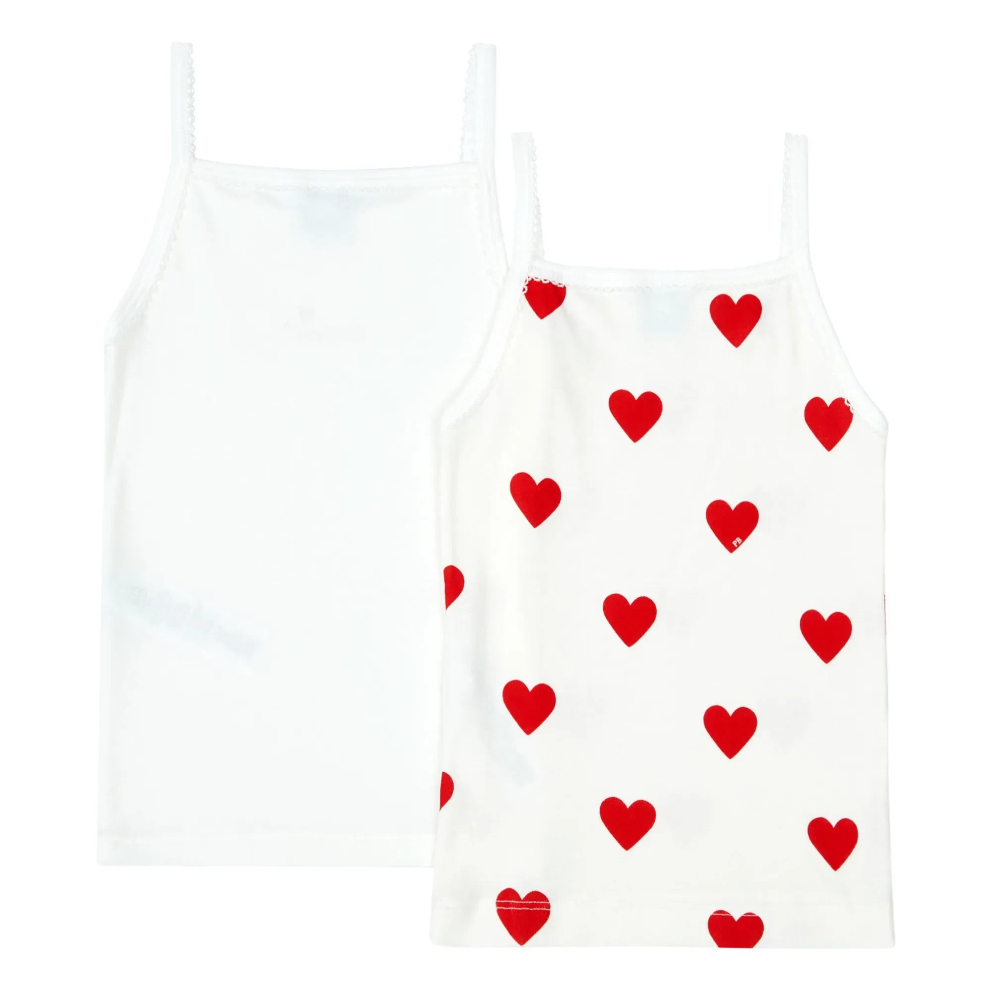 Petit Bateau - 2er-Pack Herz-Unterhemden aus Bio-Baumwolle | Weiß