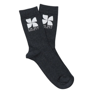 the new society - Socken mit Logo | Grau meliert