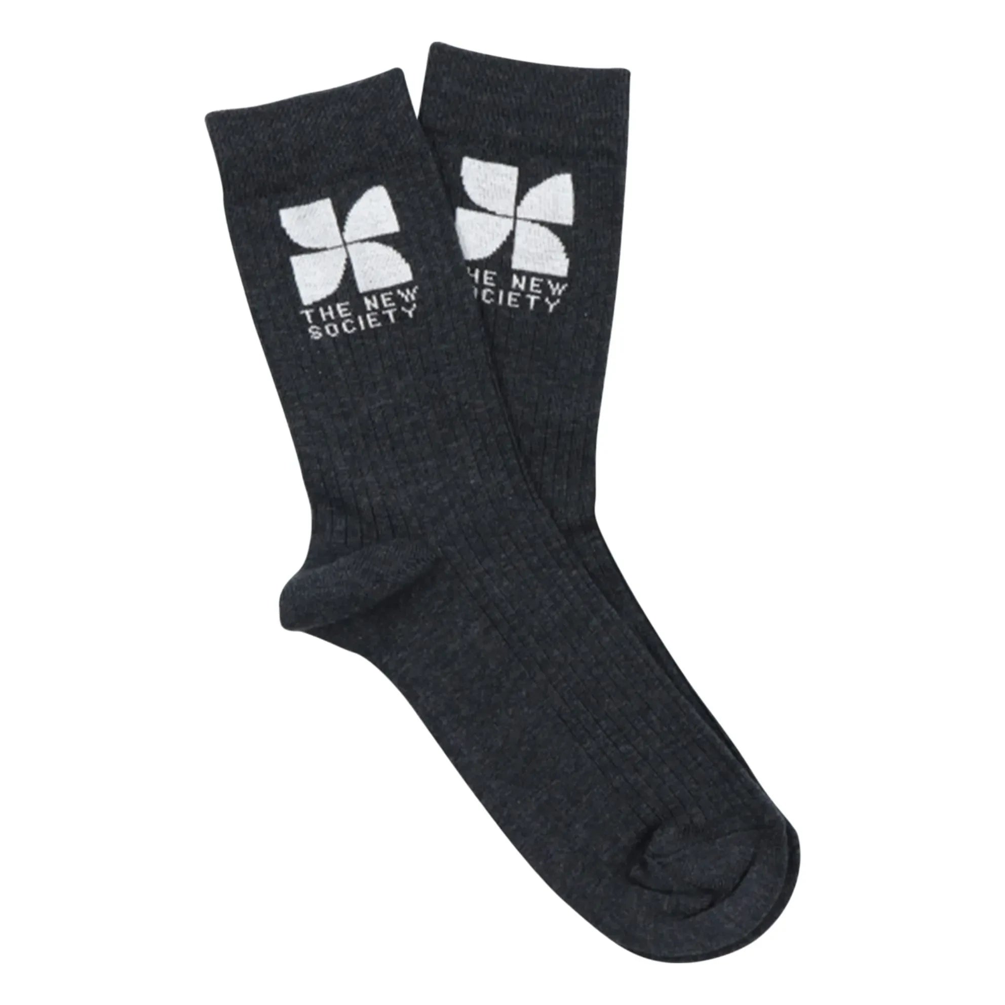 the new society - Socken mit Logo | Grau meliert