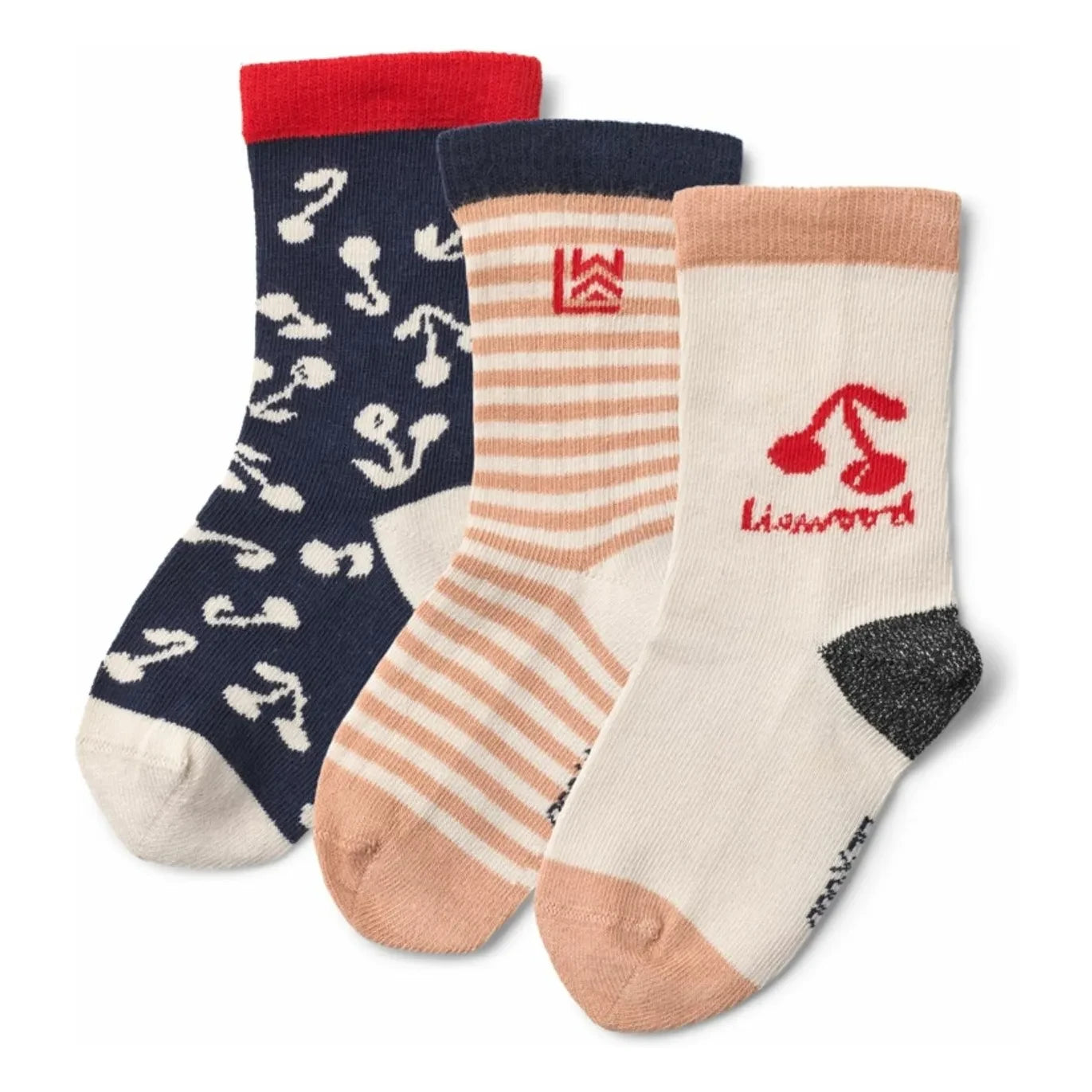 Liewood - Silas Cerises 3er-Pack Socken | Marineblau