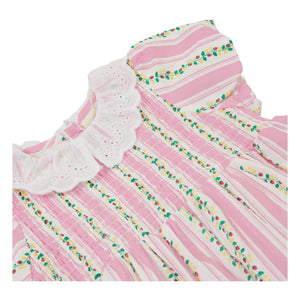 Goldie + Ace - Gestreiftes gerafftes Kleid | Rosa