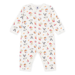 Petit Bateau - Organik Pamuklu Dors Bien Hayvanlar Pijama | Beyaz