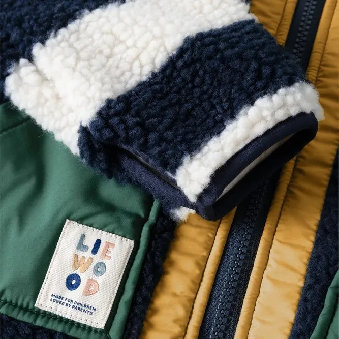 Liewood - Noam Gestreifte Sherpa-Jacke aus recycelten Fasern | Dunkelblau