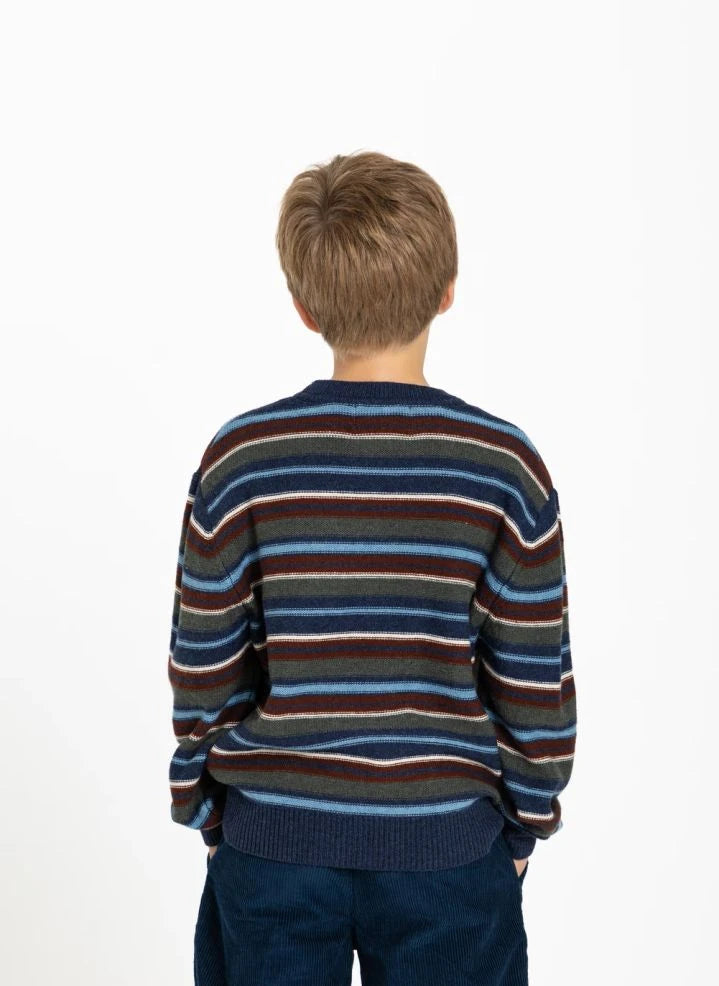 Smallable Kid - Matteo Gestreifter Wollpullover | Blau