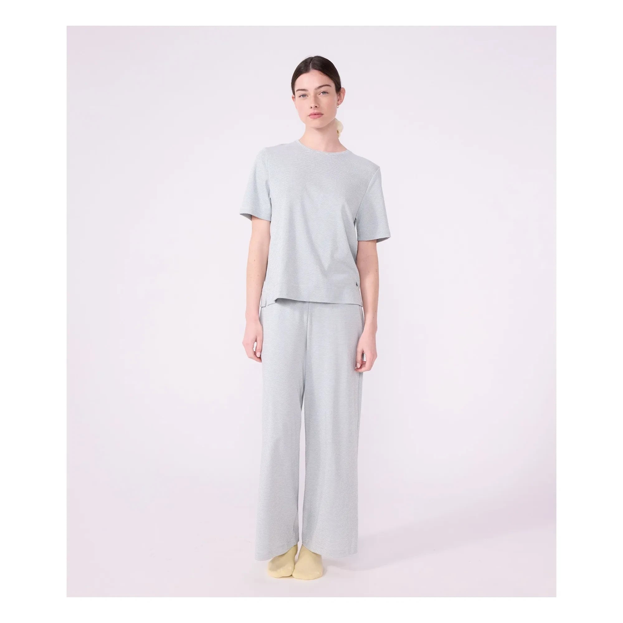 Petit Bateau - Organik pamuklu çizgili pijama | Mavi