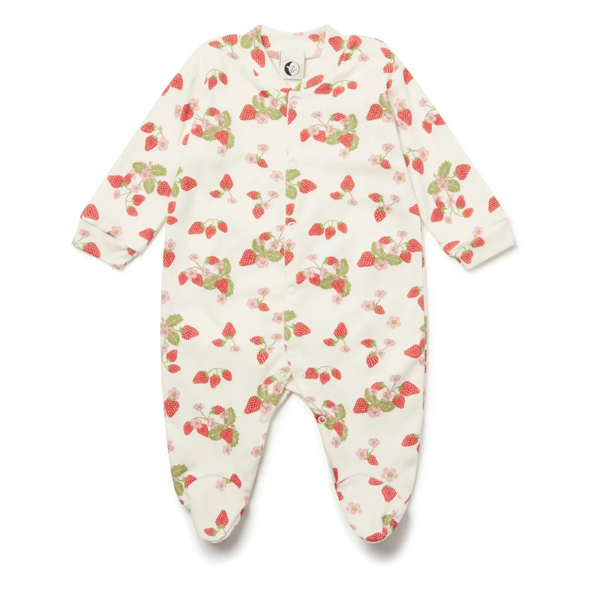 Sleepy Doe - Pyjama mit Füßen Erdbeer Bio-Baumwolle | Ecru