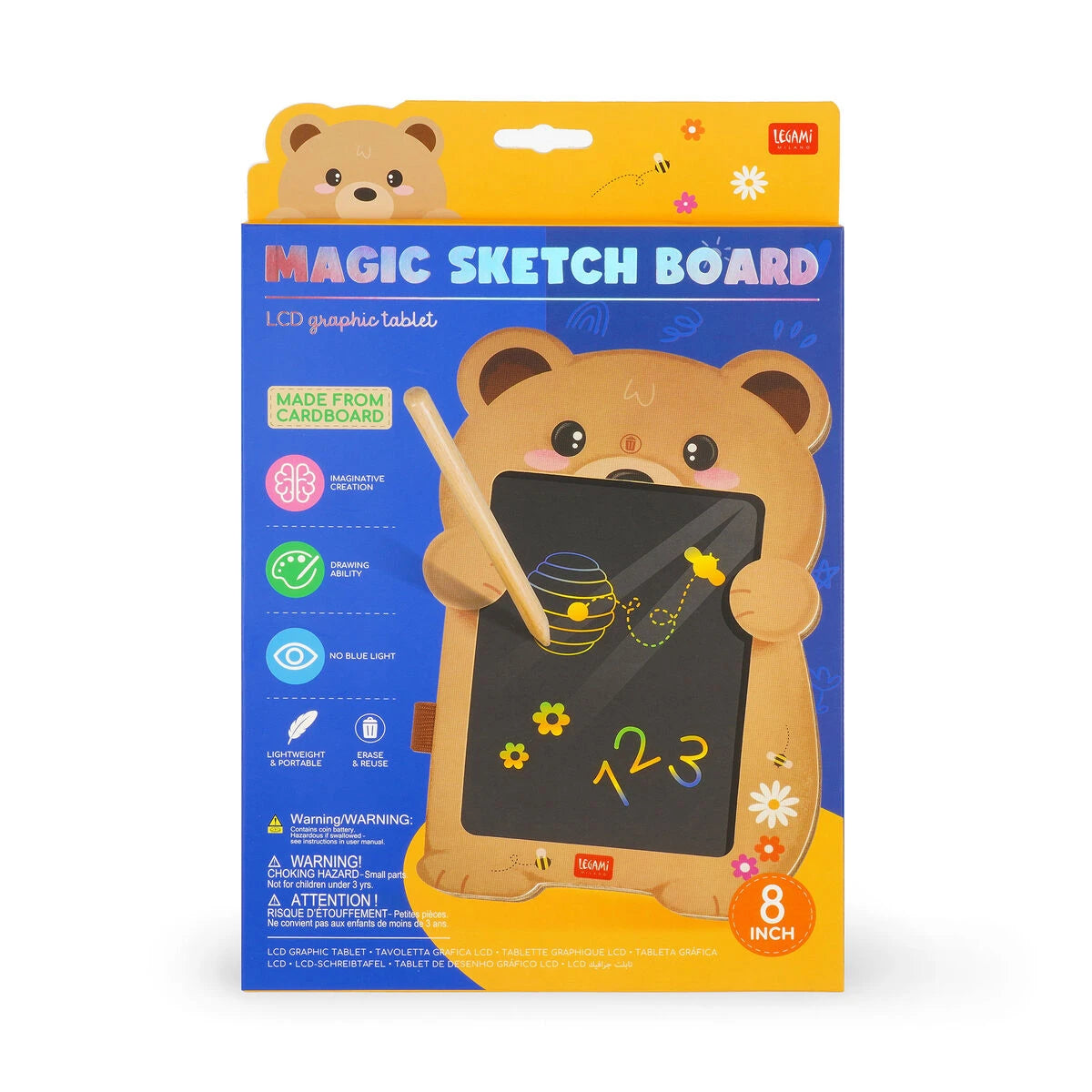 Legami - Bär Portable LCD Zeichenbrett in Karton - Magisches Sketch Board