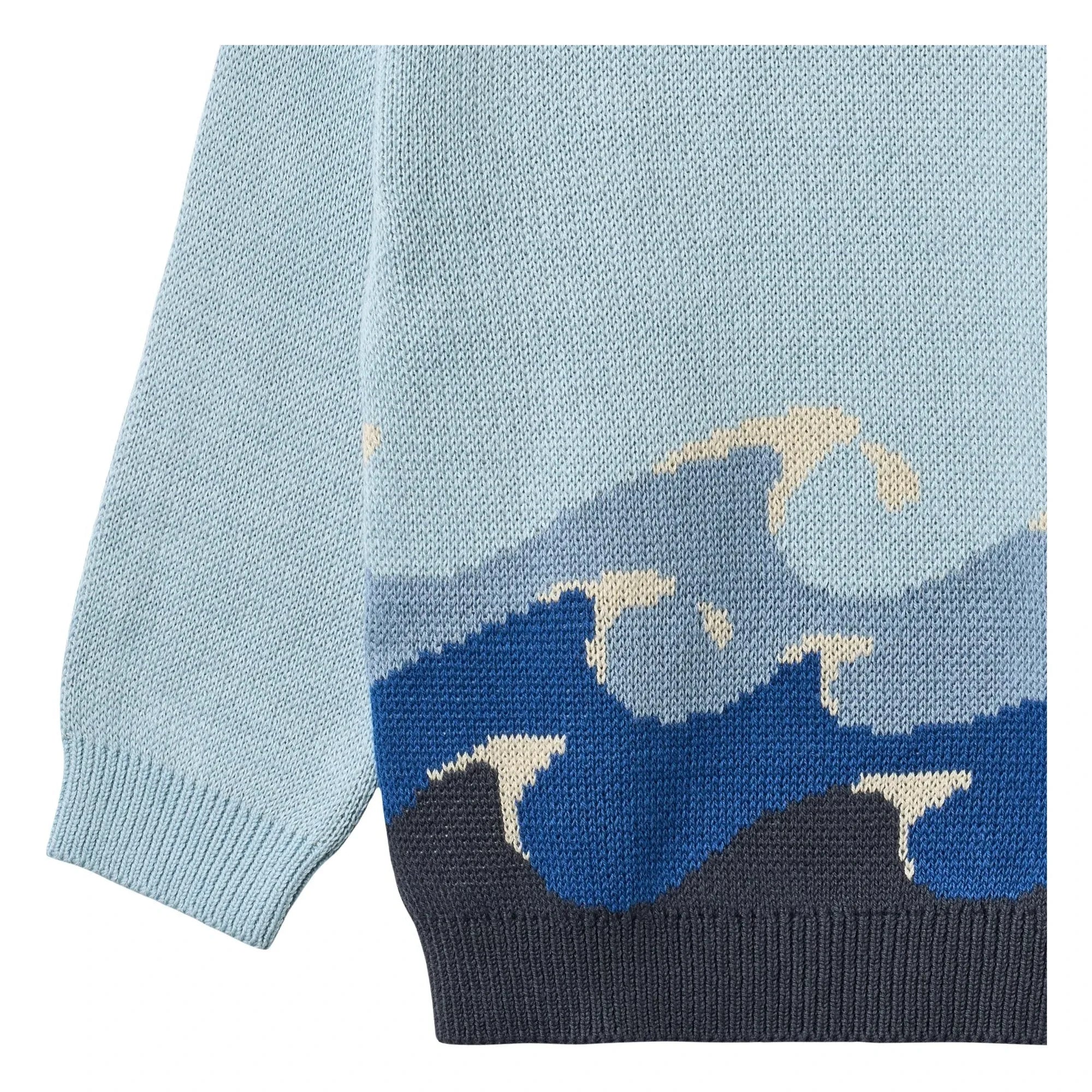Wheat - Knud Vagues Bio-Baumwoll-Jacquardpullover | Hellblau