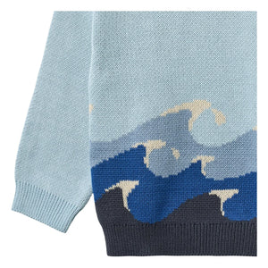 Wheat - Knud Vagues Bio-Baumwoll-Jacquardpullover | Hellblau