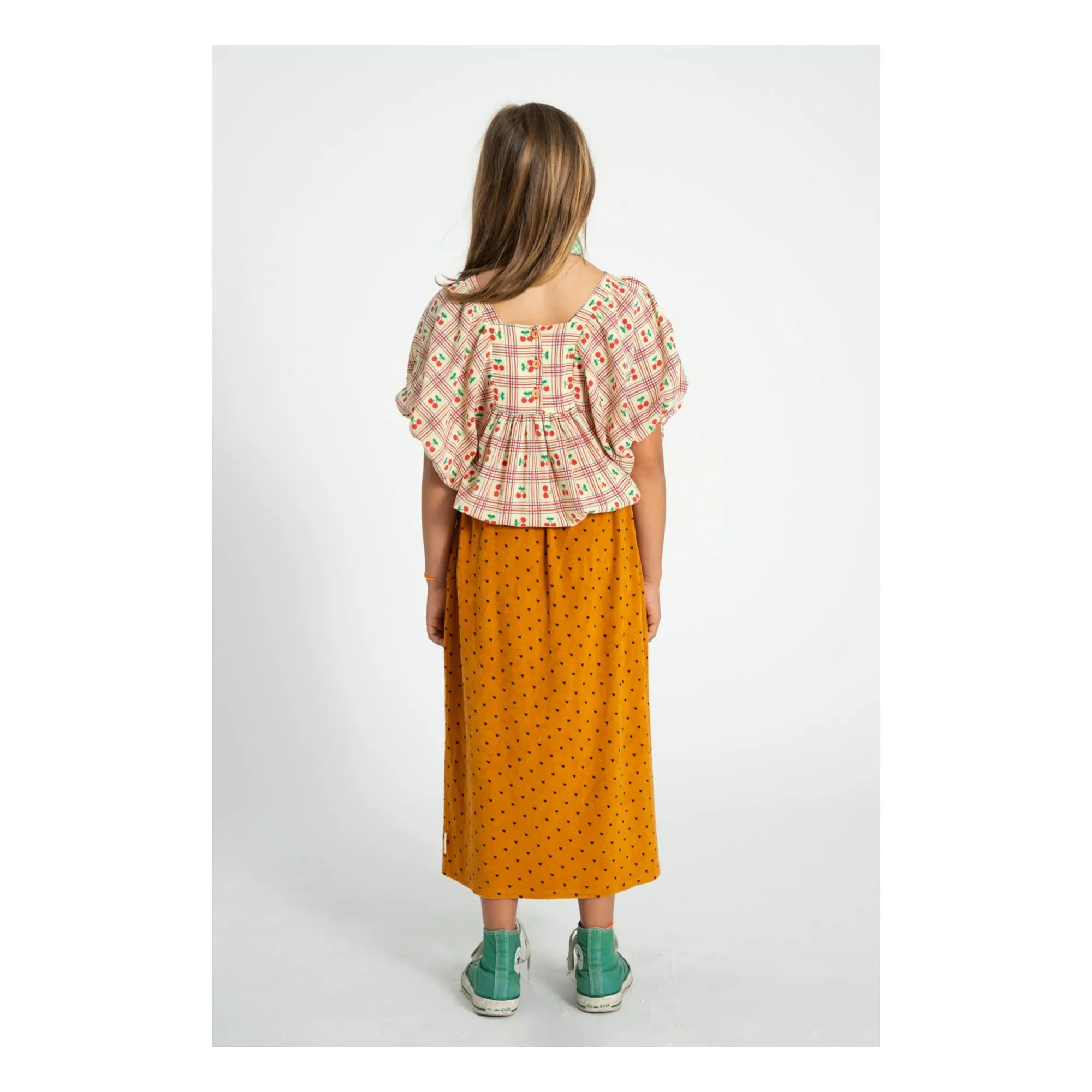 Piupiuchick - Gelb | Bluse mit Kirschmuster und Rüschen