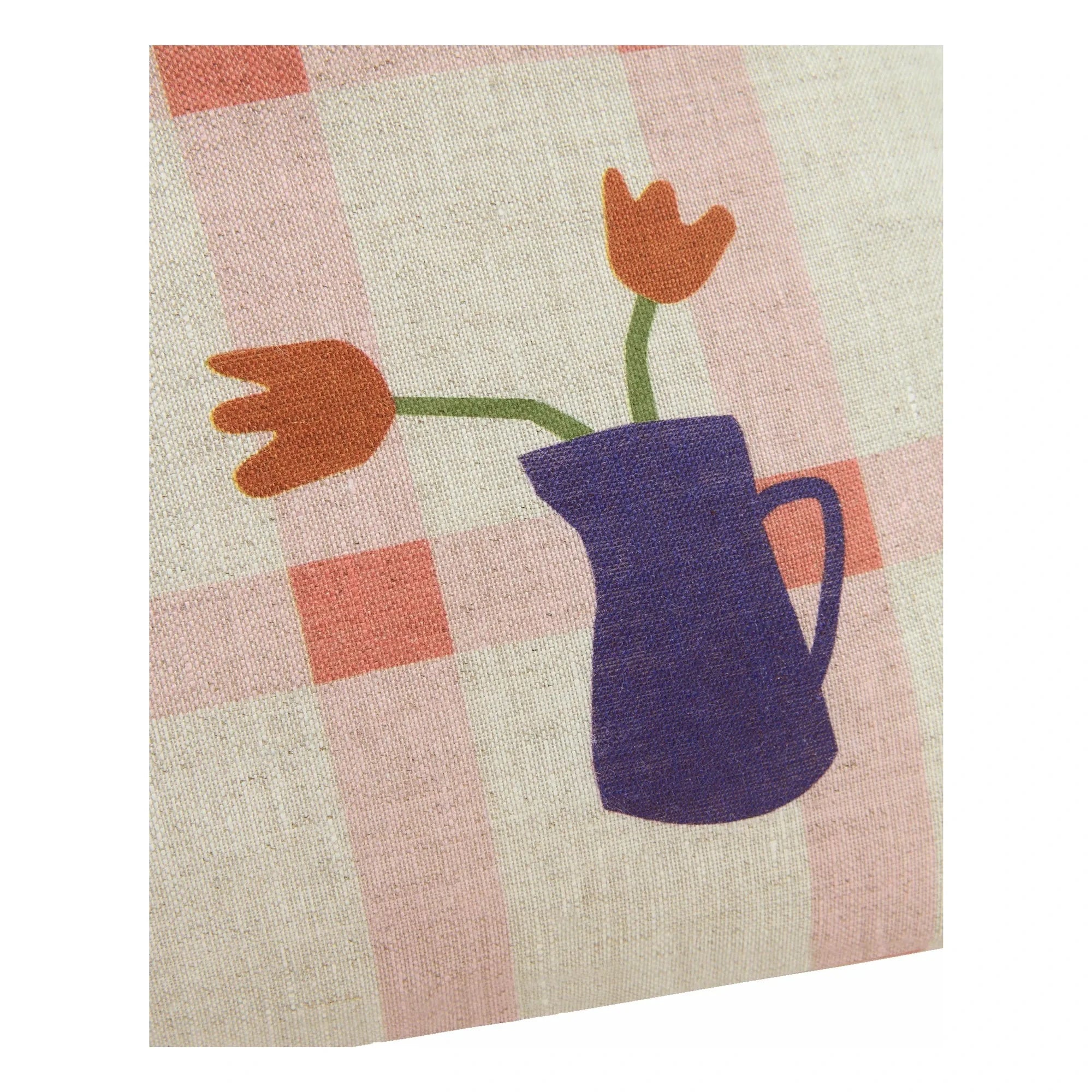 Nobodinoz - Tulipe Vibes Rechteckkissen - French Leinen | Pink