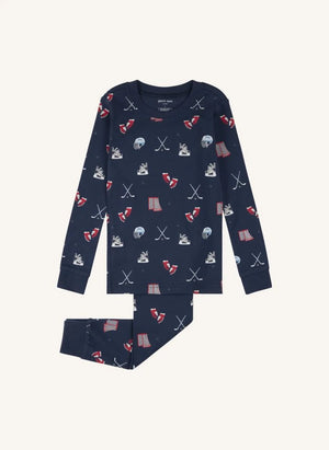 Petit Lem - Bio-Baumwoll-Hockey-Pyjamas | Marineblau