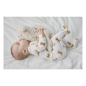 Petit Lem – Pyjama aus Bio-Baumwolle und Modal, mit Hundepfoten-Details | Weiß