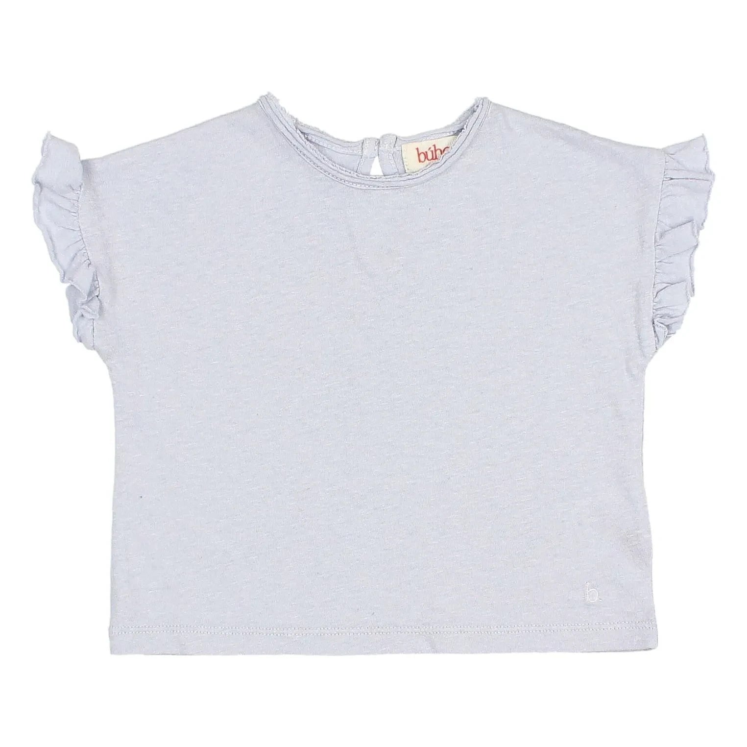Búho - Baby Leinen Rüschen-T-Shirt | Hellblau