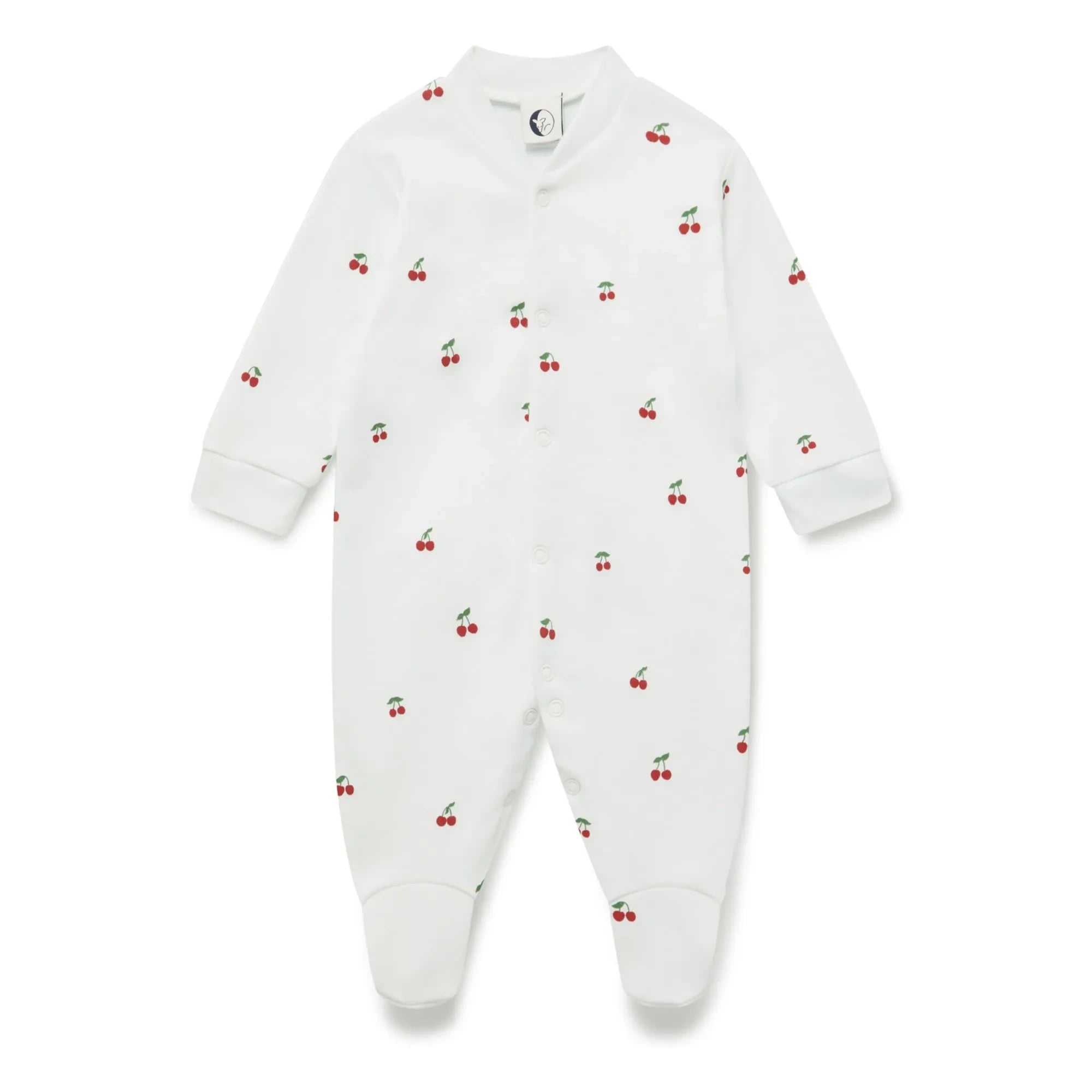 Sleepy Doe - Cherry Fußpyjama aus Bio-Baumwolle | Weiß