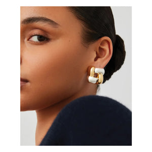 Jenny Bird - Gewebte quadratische Ohrringe | Gold/Silber