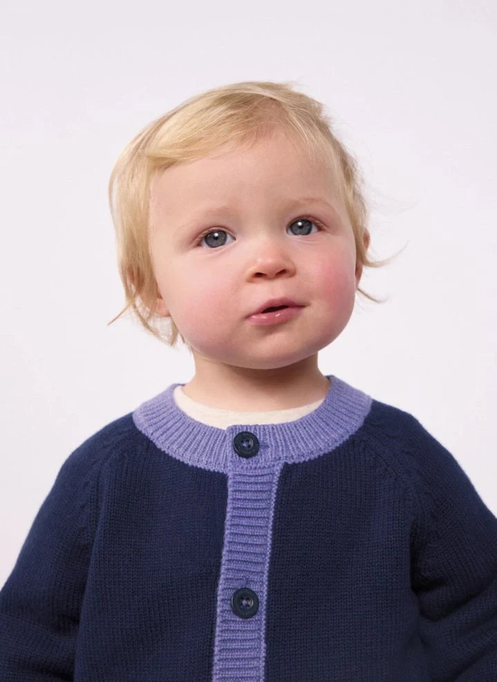 Petit Bateau - Midnight Blue Bebek Yün Kalp Hırka