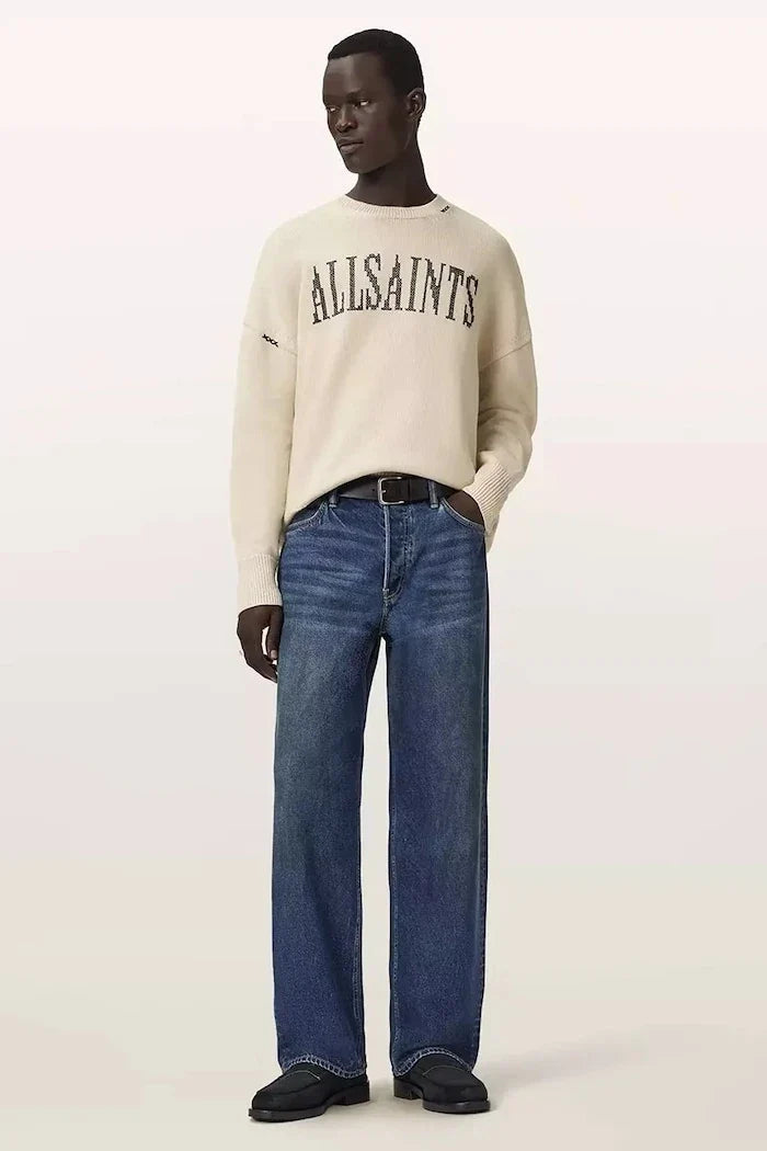 AllSaints erkek pamuklu oversize sweatshirt CROSSED