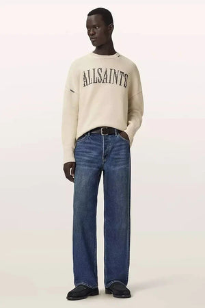 AllSaints erkek pamuklu oversize sweatshirt CROSSED
