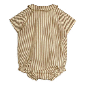 Mini Rodini - Gestreifter Bio-Baumwoll-Poplin-Overall | Braun