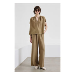 Pomandère - Kurzärmelige Bluse aus Seide | Dunkelbraun