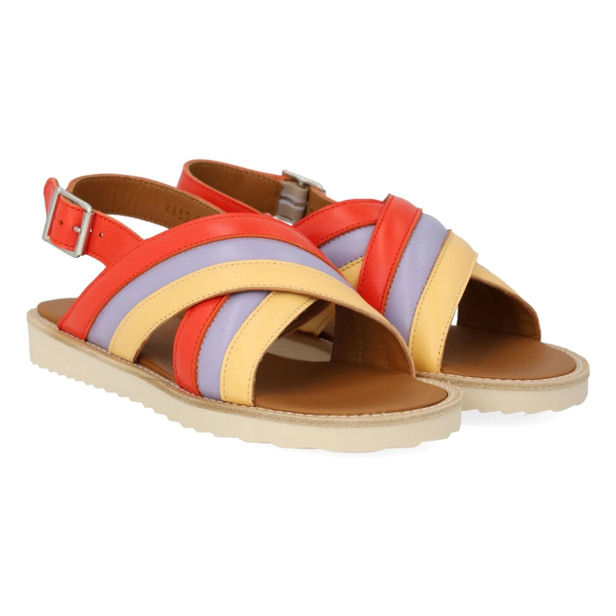 Angulus - Sandalen mit gekreuzten Riemen und Farbblock | Blassgelb