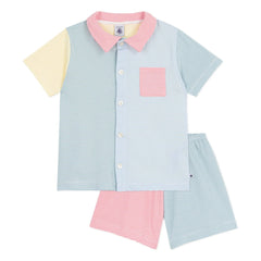 Petit Bateau - Kurzer Schlafanzug mit Colour-Block-Muster Millerais | Blau