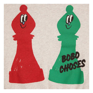 Bobo Choses - Chess Sweat Bio-Baumwolle | Heather Beige