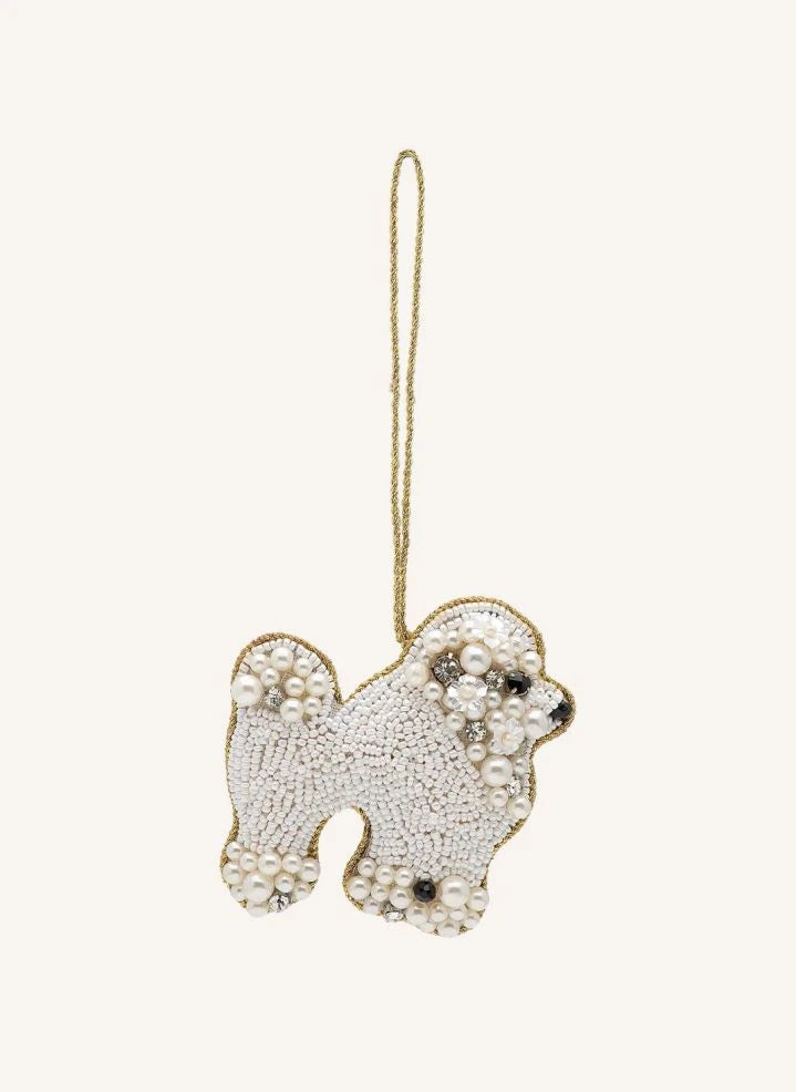 Anna + Nina - Weißer Pudel Weihnachtsbaumschmuck