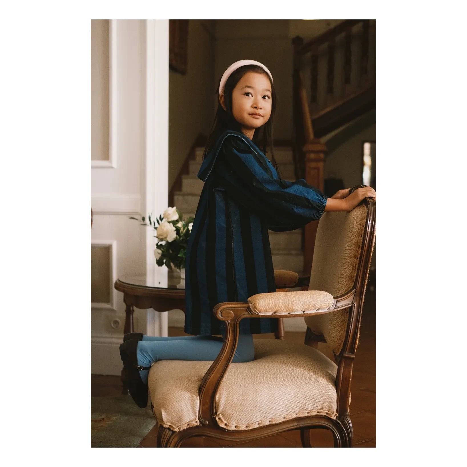 Tinycottons – Gestreiftes Cordkleid | Petrolblau