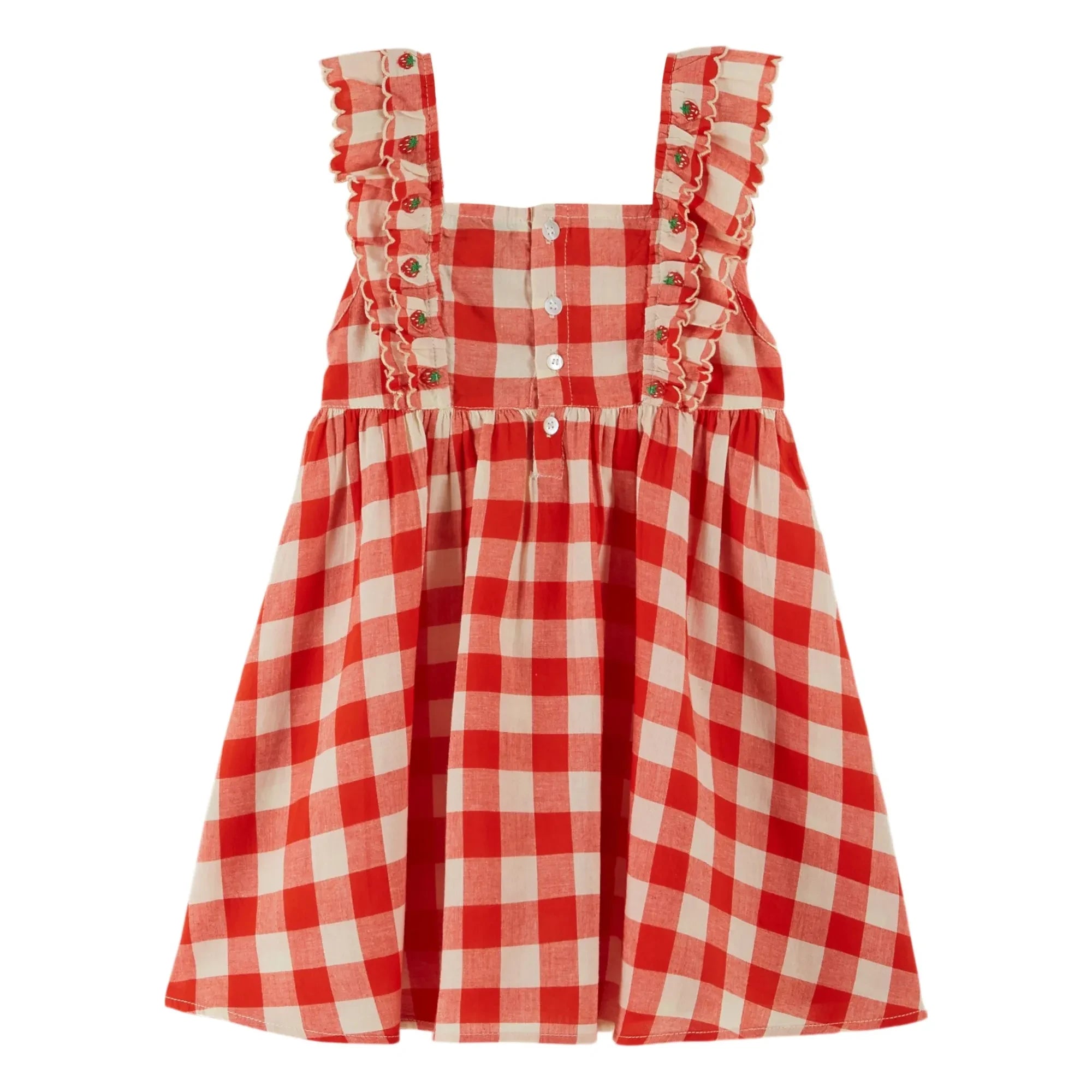 Emile et Ida - Karo-besticktes Kleid aus Bio-Baumwolle | Rot
