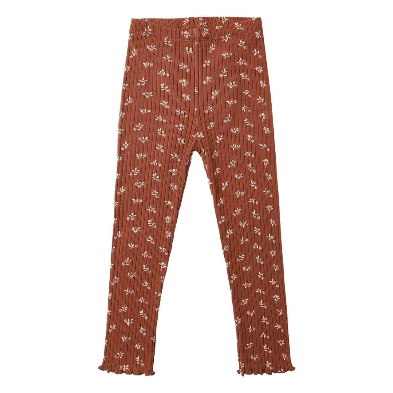 Rylee + Cru - Leggings mit Blumenmuster und Rippen | Ziegelrot