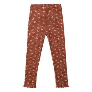 Rylee + Cru - Leggings mit Blumenmuster und Rippen | Ziegelrot