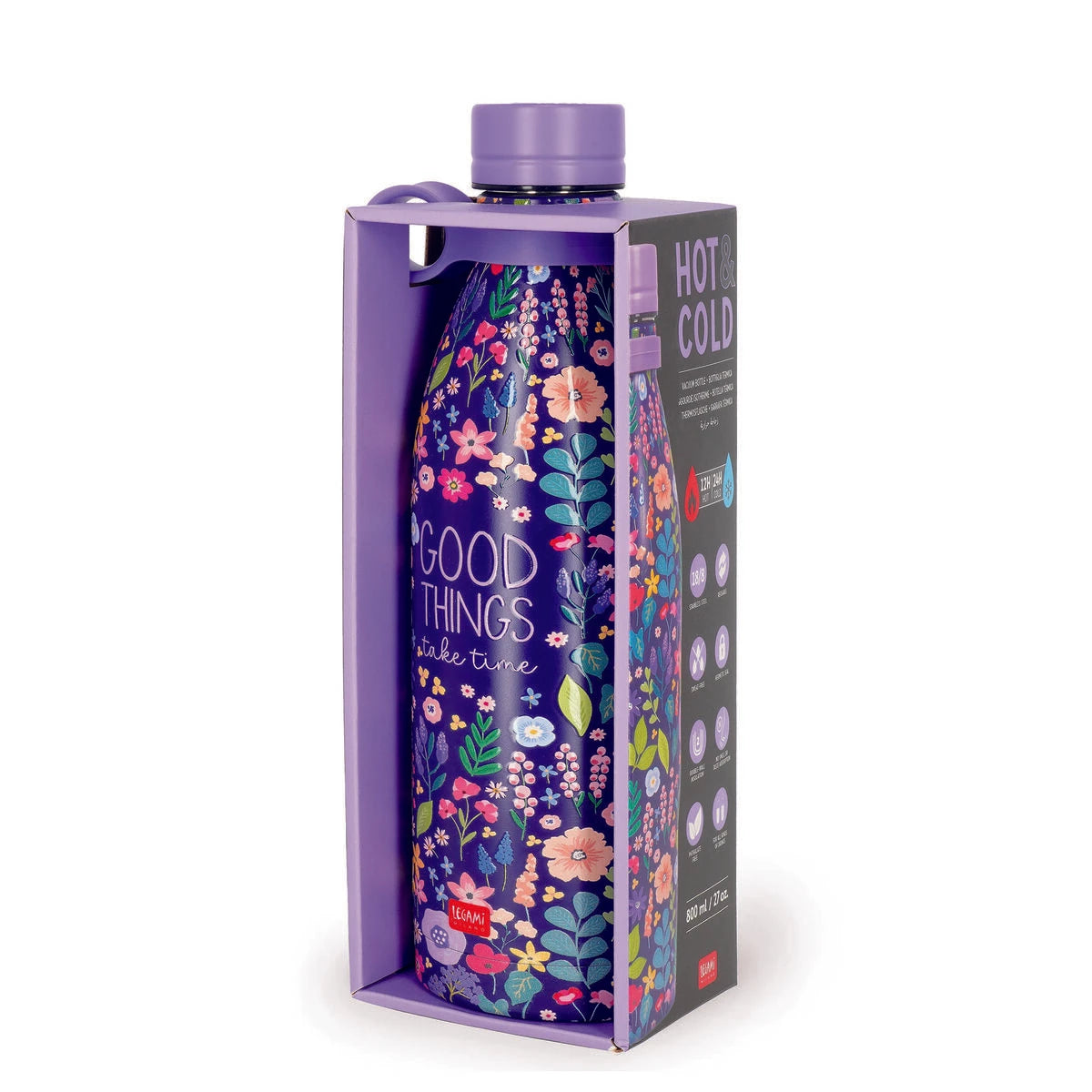 Legami - 800 ml Vakuum-Thermos - Blumen - Heiß & Kalt