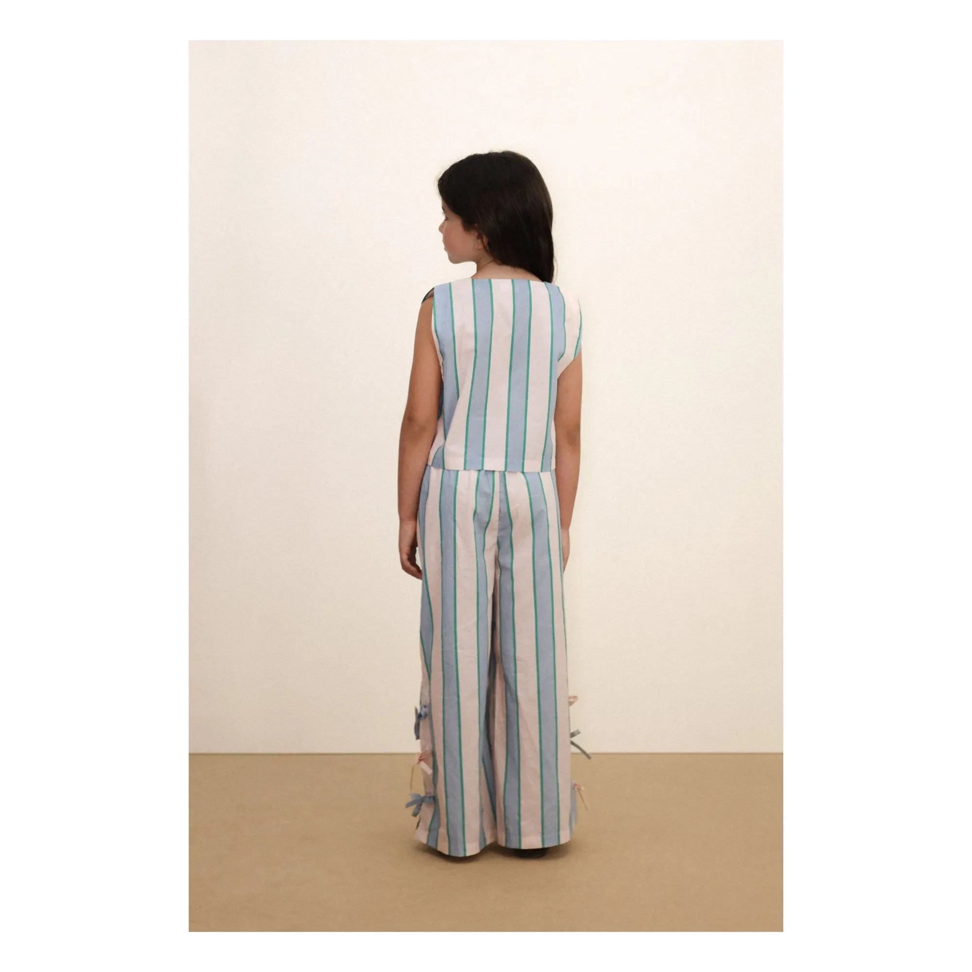 Tinycottons - Gestreifte Hose zum Binden | Hellrosa