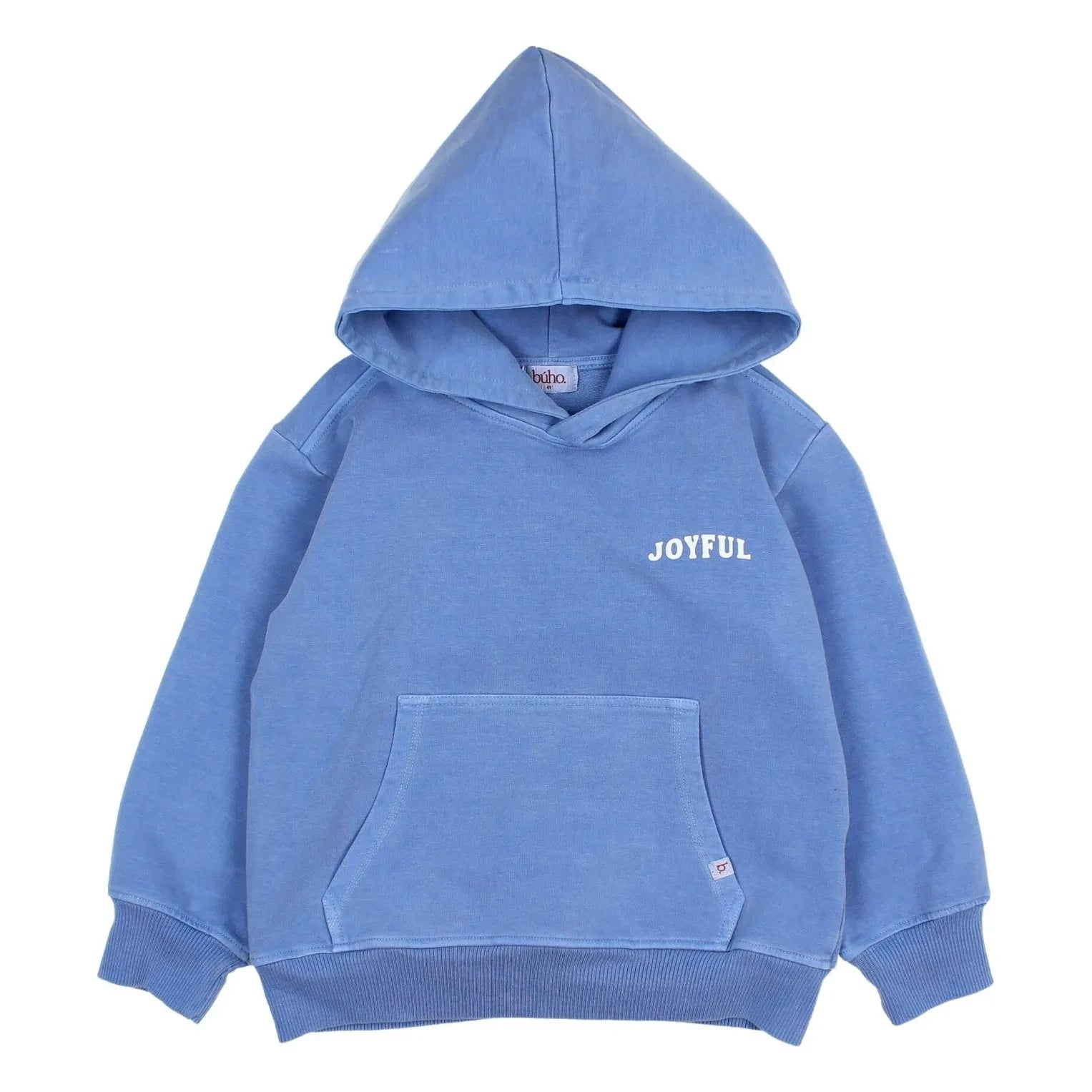 Búho - Fröhlicher Bio-Baumwoll-Kapuzenpullover | Blau