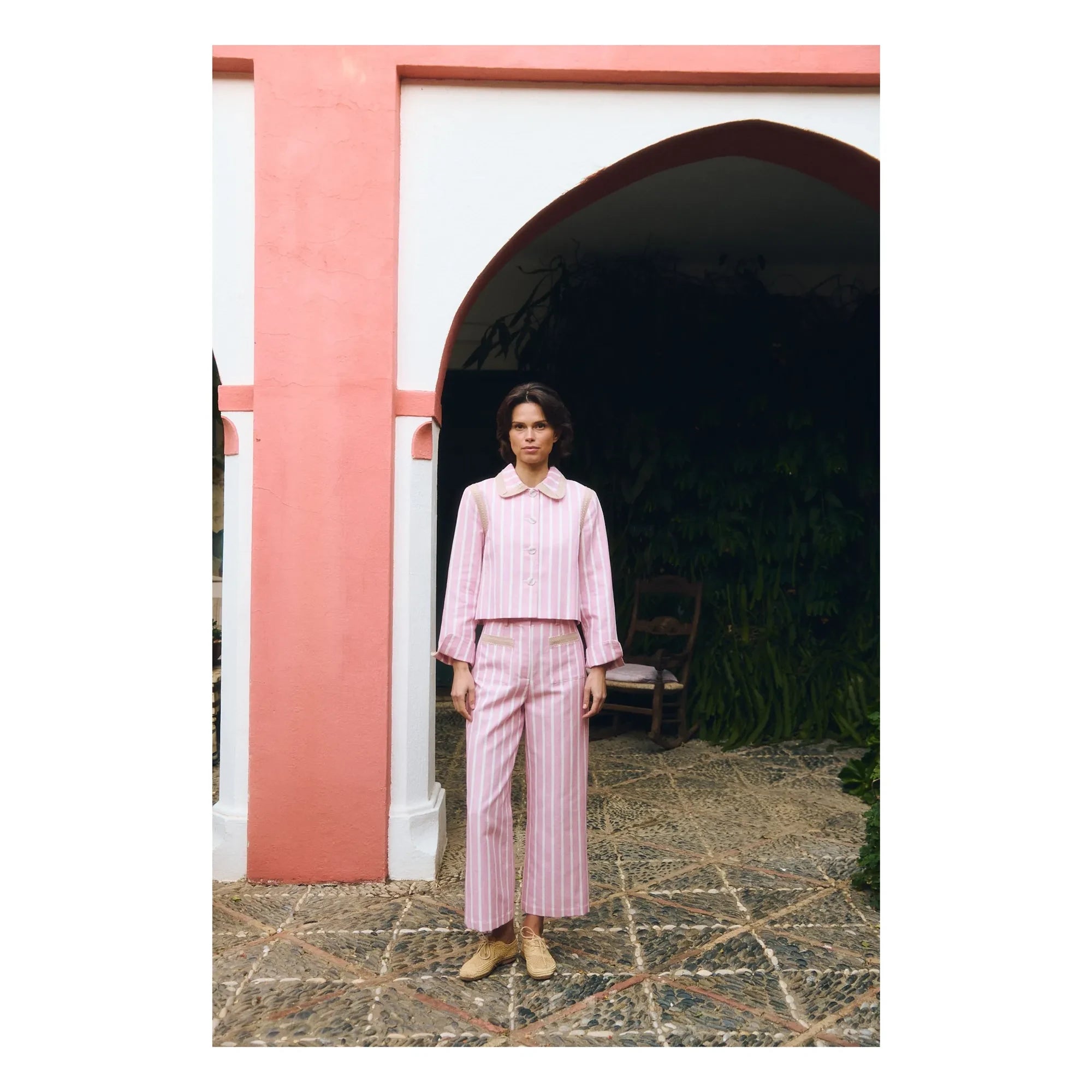 Maria de la Orden - Clover Pamuk Çizgili Ceket | Pembe