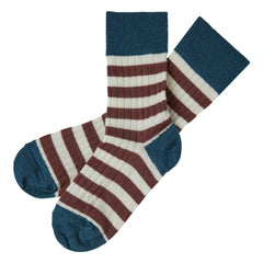 FUB - 2'li Çizgili Yün Çorap Seti | Kil
