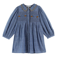 Emile et Ida - Smock-Kleid mit Blumenmuster | Blau