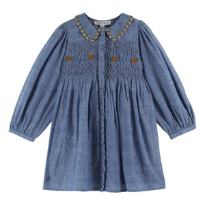 Emile et Ida - Smock-Kleid mit Blumenmuster | Blau