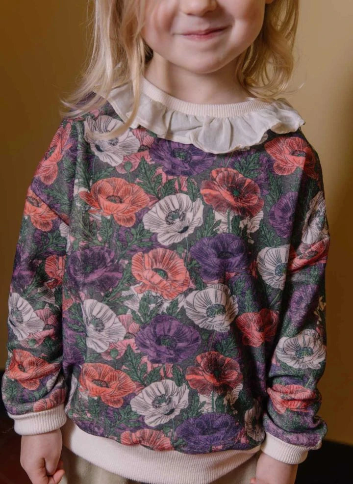Studio Bohème - Juno Blumenmuster Bio-Baumwoll-Sweatshirt | Lila