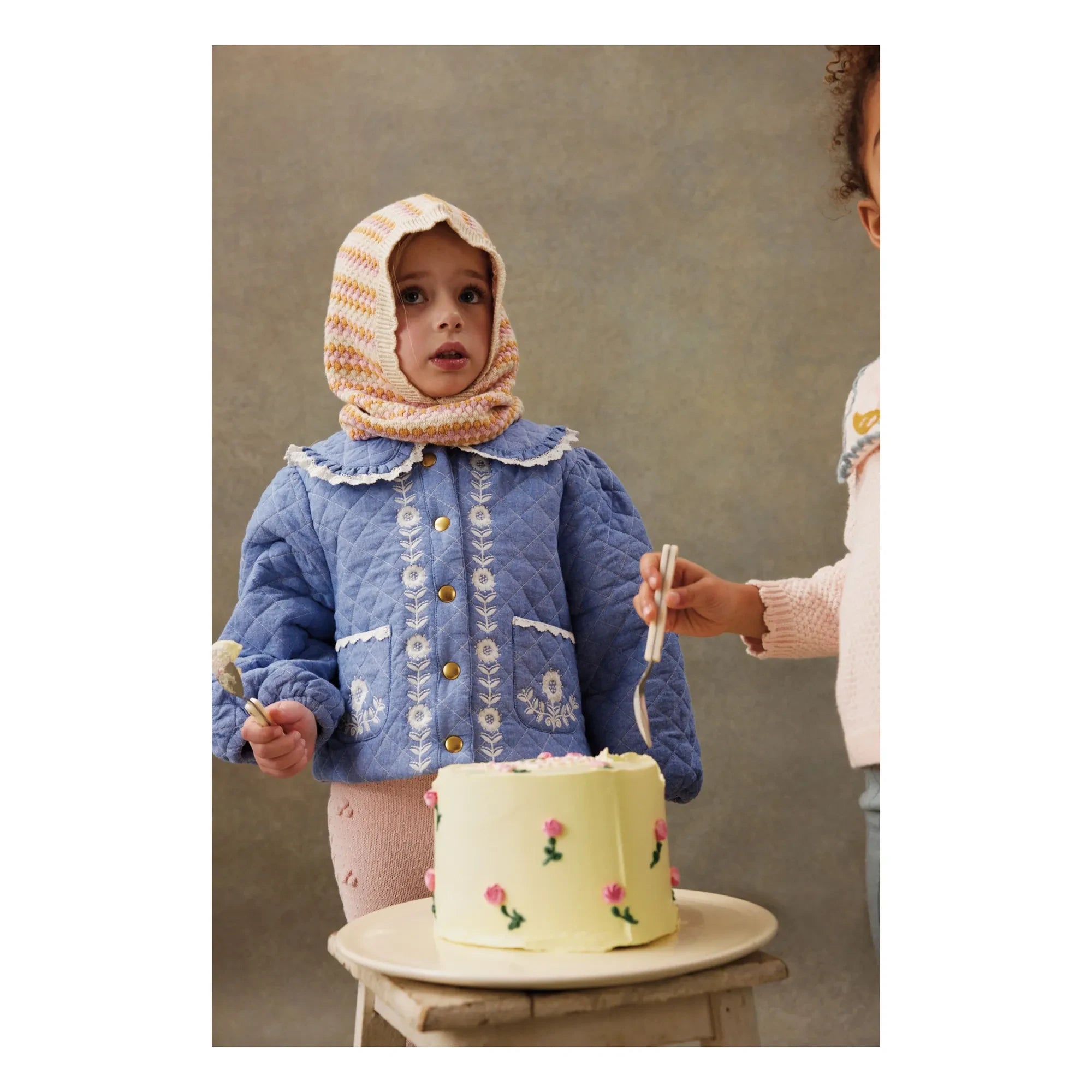 Louise Misha - Jouliana Chambray-Mantel aus Bio-Baumwolle | Blau