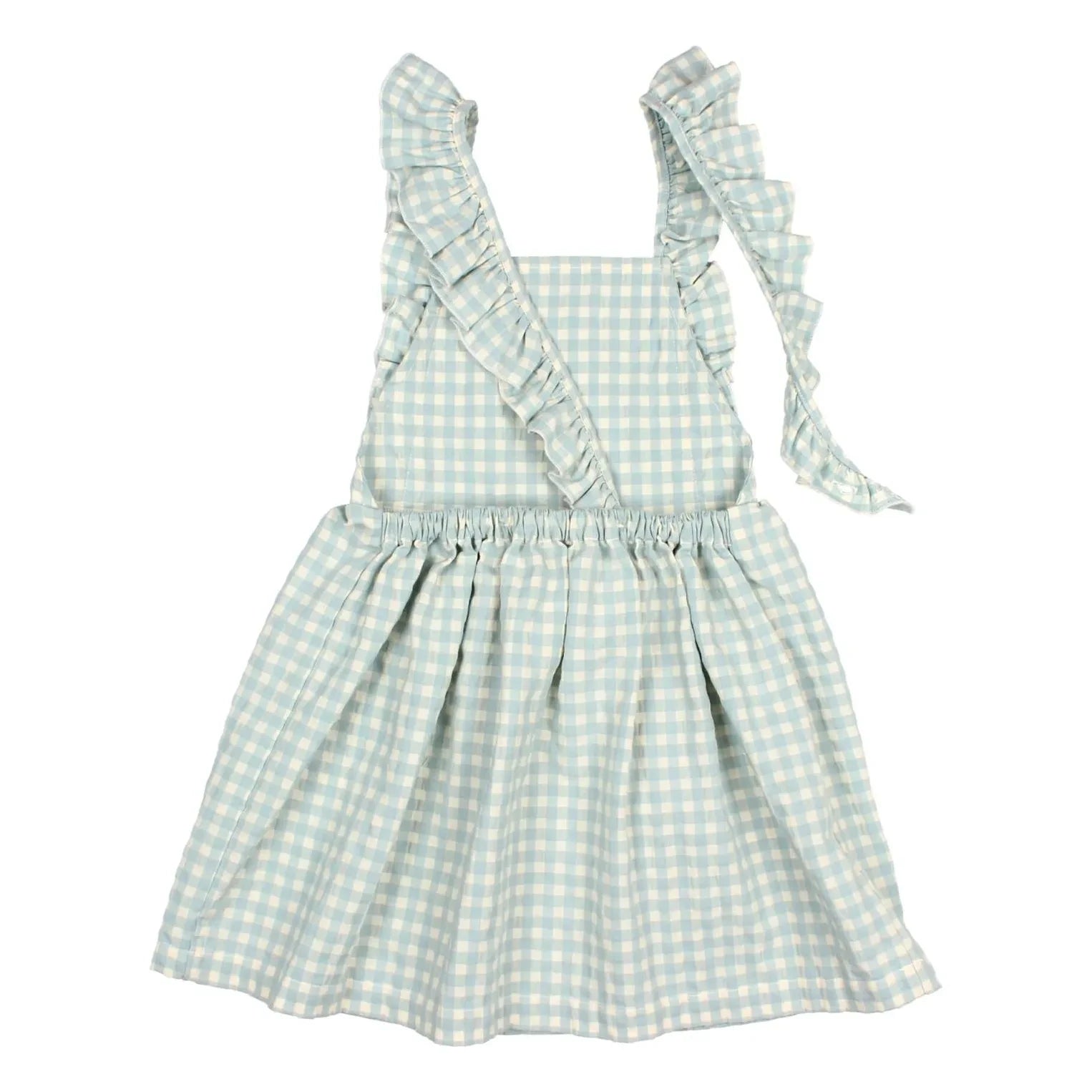 Búho – Gingham-Kleid aus Bio-Seersucker-Baumwolle | Aqua