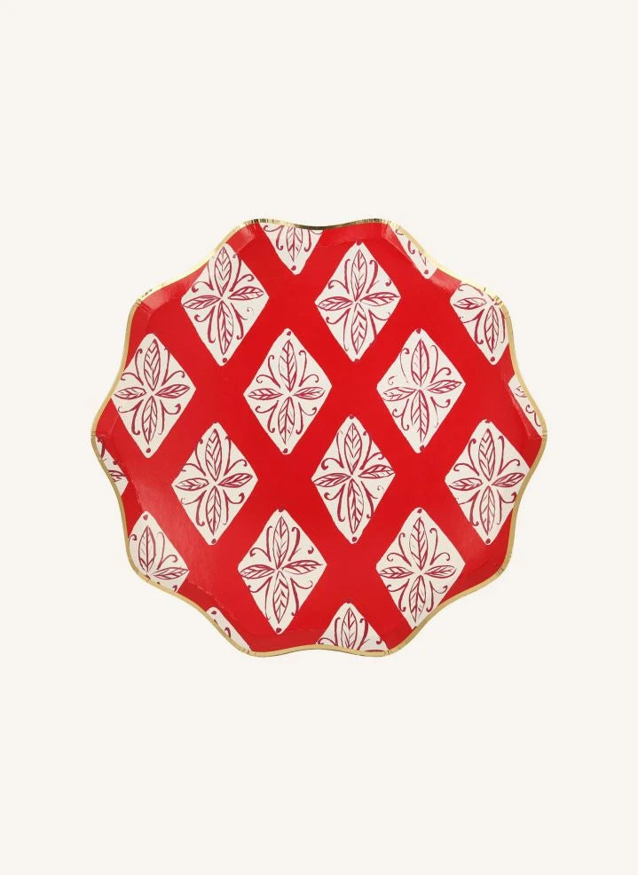 Meri Meri - Blockdruck Weihnachtsteller - 8er Set