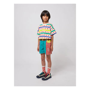 Bobo Choses - Shorts aus Bio-Baumwolle mit Farbblock | Türkis